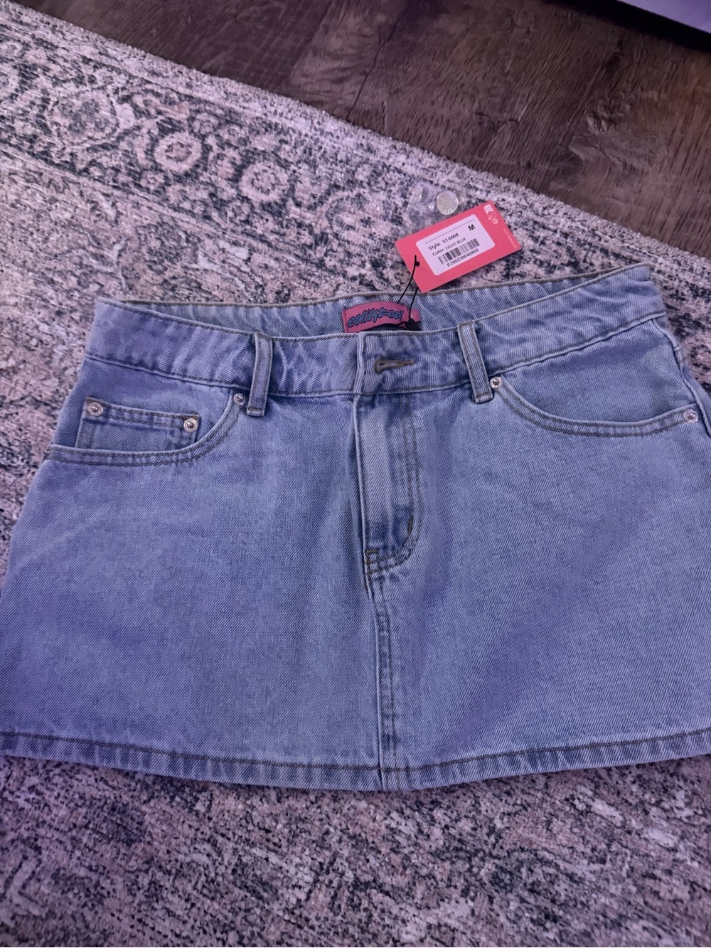 Edikted Light Blue Denim Mini Skirt